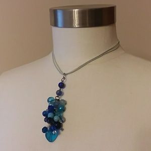 Beaded bundle, blue choker necklace